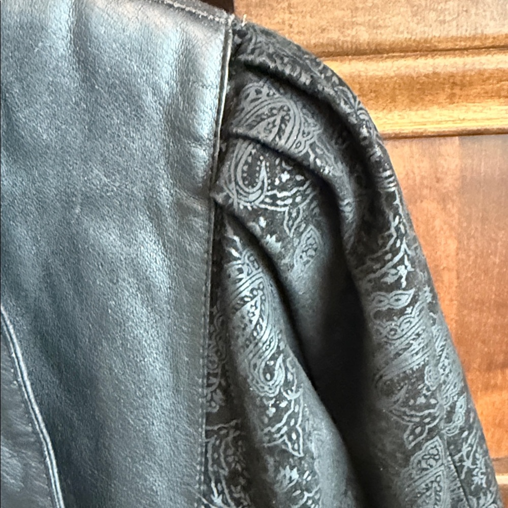 Wilson black leather jacket paisley burnout 80s 90s Whimsigoth dark romantic S - Picture 5 of 16
